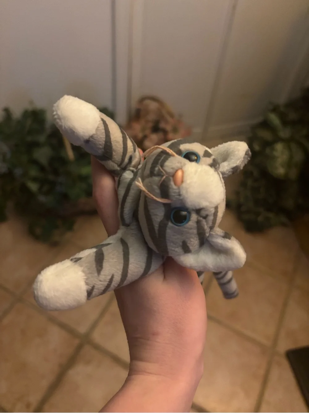 Plush Gray Striped Cat—Prance